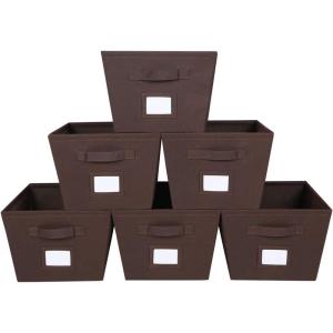 imageMAX Houser Storage Bins Cubes Baskets Containers with Dual Handles for Home Closet Bedroom Drawers Organizers Foldable Set of 6 BrownBrown 3