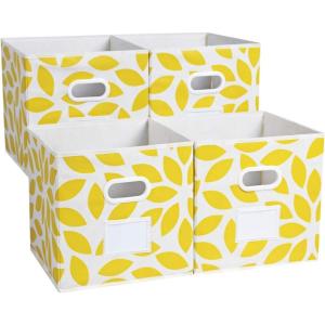 imageMAX Houser Storage Bins Cubes Baskets Containers with Dual Handles for Home Closet Bedroom Drawers Organizers Foldable Set of 6 BrownYellow