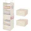 imageMAX Houser 6 Tier Shelf Hanging Closet Organizer with 2 Sturdy Hooks Beige