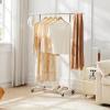 imageMAX Houser Standard Rod Clothing Garment RackMetal Rolling Clothes Organizer on Wheels for Hanging ClothesCoats Skirts Shirts SweatersExtensibleWhiteWhite