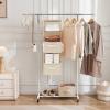 imageMAX Houser Standard Rod Clothing Garment RackMetal Rolling Clothes Organizer on Wheels for Hanging ClothesCoats Skirts Shirts SweatersExtensibleWhiteWhite