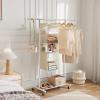 imageMAX Houser Standard Rod Clothing Garment RackMetal Rolling Clothes Organizer on Wheels for Hanging ClothesCoats Skirts Shirts SweatersExtensibleWhiteWhite