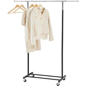 imageMAX Houser Standard Rod Clothing Garment RackMetal Rolling Clothes Organizer on Wheels for Hanging ClothesCoats Skirts Shirts SweatersExtensibleWhiteBlack