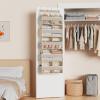 image:imageMAX Houser 5Shelf Over The Door Hanging Organizer with 2 Metal Hooks 5 Pocket SwingProof Behind Door Organizers with Clear Windows for Nursery Bathroom ClosetDormBaby Diapers Beige2 Beige