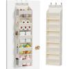 image:imageMAX Houser 5Shelf Over The Door Hanging Organizer with 2 Metal Hooks 5 Pocket SwingProof Behind Door Organizers with Clear Windows for Nursery Bathroom ClosetDormBaby Diapers Beige1 Beige