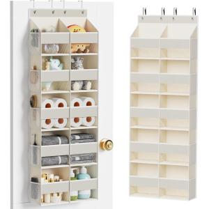 image:imageMAX Houser 5Shelf Over The Door Hanging Organizer with 2 Metal Hooks 5 Pocket SwingProof Behind Door Organizers with Clear Windows for Nursery Bathroom ClosetDormBaby Diapers Beige2 Beige